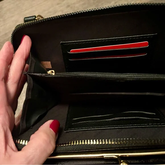 Montana West Black Leather Wallet with Crossbody Strap NWT - Picture 4 of 9